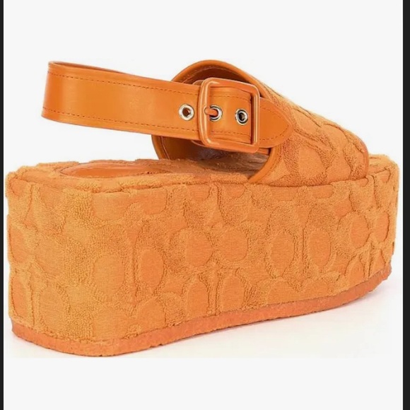 Coach Orange Platform Sandals - Picture 1 of 3